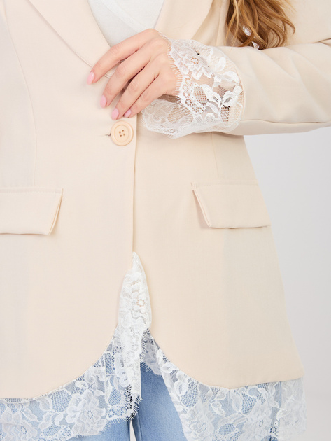 Jasnobeżowa elegancka marynarka z imitacją kieszeni