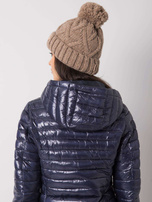 Dark beige winter hat with pompom