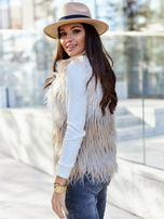 Beżowa damska kamizelka futrzana Romi