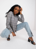 Szara koszula w kratę z długim rękawem