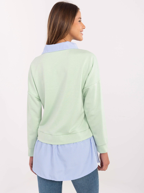 Hurt Pistacjowa bluzka z koszulową wstawką w paski