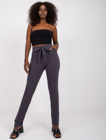 Grafitowe spodnie dresowe z wysokim stanem Santos RUE PARIS