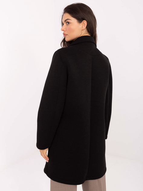 Czarny piankowy płaszcz z broszką RUE PARIS