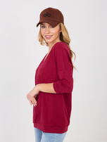 Bordowa bluzka basic z odkrytymi plecami RUE PARIS