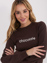 Czekoladowa bluzka w szeroki prążek RUE PARIS