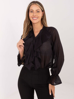 Czarna przezroczysta koszula z żabotem