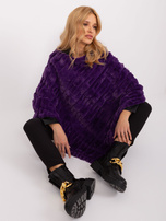 Hurt Ciemnofioletowe eleganckie poncho damskie 