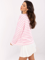 Hurt Różowo-biała damska bluzka oversize z printem