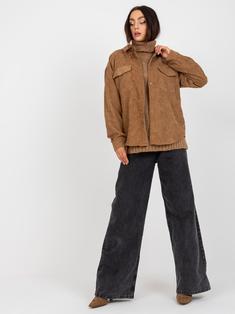 Hurt Camelowa sztruksowa koszula wierzchnia na guziki