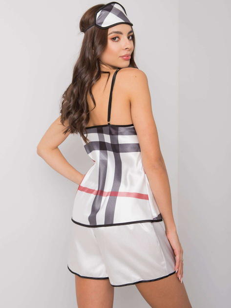 Biały komplet do spania w kratę