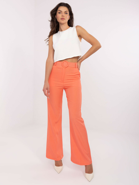 Fluo pomarańczowe spodnie garniturowe z kieszeniami