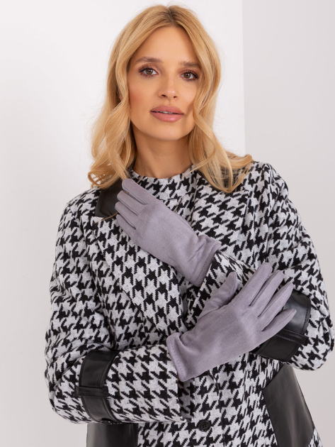 Hurt Szare ocieplane rękawiczki damskie