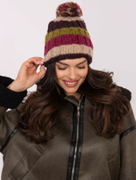 Hurt Ciemnobeżowo-khaki zimowa czapka damska