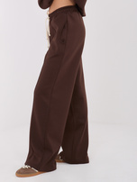 Ciemnobrązowe dresowe spodnie wide leg z wiązaniem