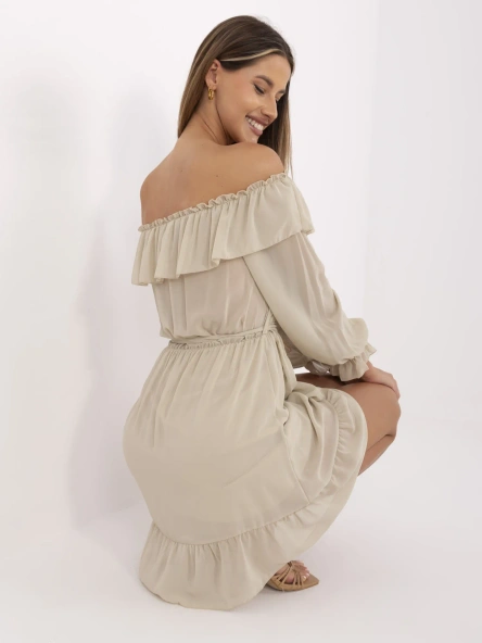 Helle beige Boho-Kleid mit Gürtel Farren OCH BELLA.