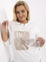 Ecru damska bluzka plus size z rękawem 3/4