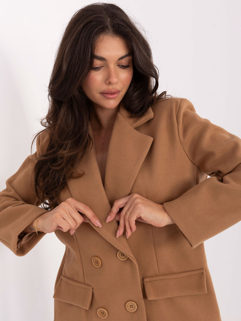 Camelowy krótki płaszcz z podszewką RUE PARIS