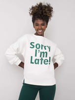 Ecru-zielona dresowa bluza z napisem