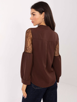 Brązowa rozpinana koszula z koronką 