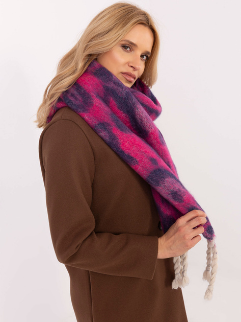 Hurt Fuksjowo-granatowy damski szal w panterkę