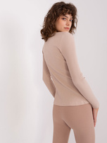 Hurt Beżowa damska bluzka basic z długim rękawem BASIC FEEL GOOD