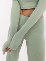 Pistacjowy dwuczęściowy komplet w prążek RUE PARIS 