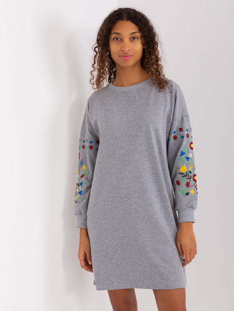 Hurt Szara sukienka dresowa z haftem RUE PARIS