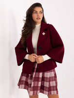Burgundy short coat with 3/4 sleeve RUE PARIS.