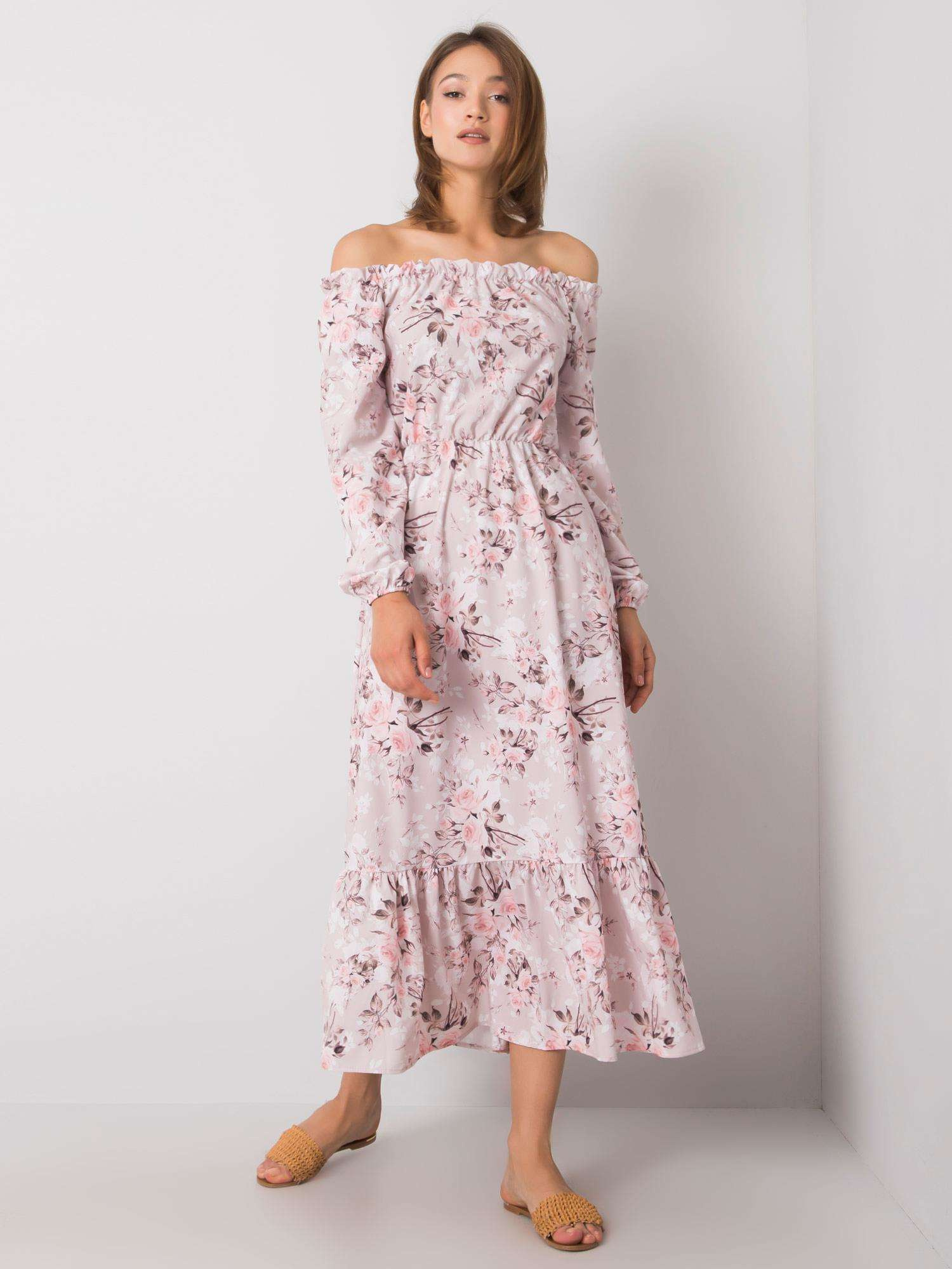 Schmutzig rosa Off-Shoulder-Kleid Adaline RUE PARIS.