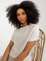 Hurt Jasnobeżowy komplet letni ze spodniami RUE PARIS