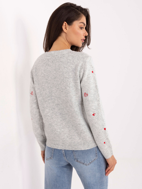 Jasnoszary sweter z okrągłym dekoltem