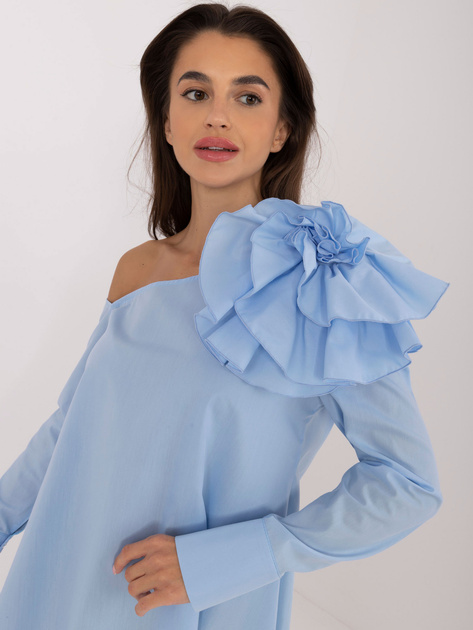 Hurt Jasnoniebieska bluzka koszulowa z odkrytym ramieniem