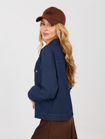 Granatowa jeansowa koszula z kołnierzykiem 