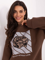 Brązowa dresowa bluza z nadrukiem