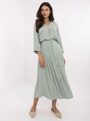 Pistacjowa spódnica z ozdobnymi guzikami SUBLEVEL