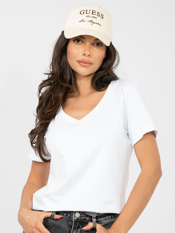 Biały damski t-shirt basic z bawełny RUE PARIS 