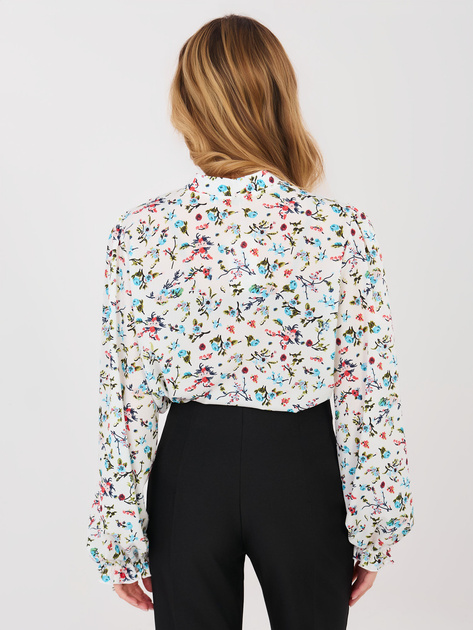 Biało-niebieska damska koszula z bufiastym rękawem