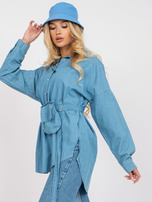 jeansowa niebieska długa koszula oversize z bawełny 