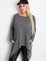 Ciemnoszara tunika plus size Moa