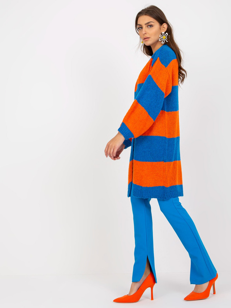 Hurt Niebiesko-pomarańczowy kardigan z szerokim rękawem OCH BELLA