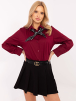 Hurt Bordowa bawełniana koszula z kołnierzykiem