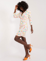 Hurtownia Kremowo-różowa sukienka bodycon w grochy