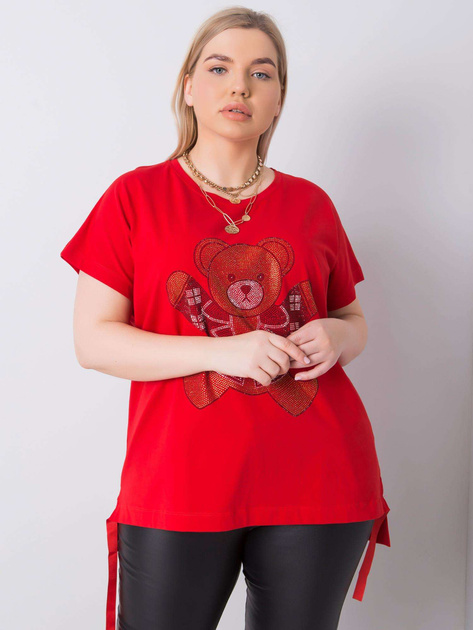 Czerwona bluzka plus size z aplikacją Marlene