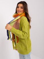 Hurt Granatowo-pomarańczowy szal dzianinowy 