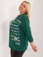 Hurt Ciemnozielona bluzka plus size z nadrukiem 