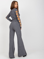 Hurt Ciemnoszare spodnie dzianinowe z rozcięciem high waist