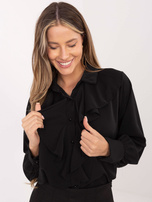 Czarna damska koszula z bufiastym rękawem