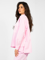 Pastelowa różowa koszula oversize z kieszeniami