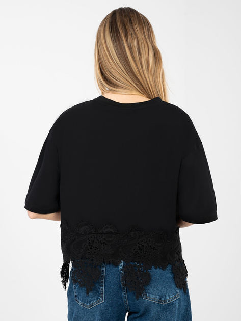 Czarna bawełniana bluzka z cyrkoniami