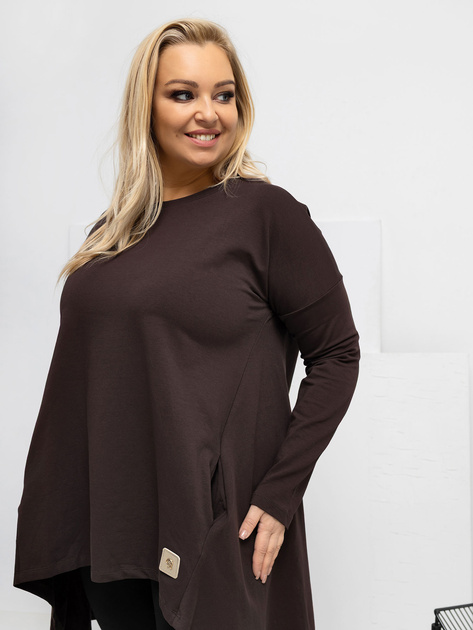 Czekoladowa asymetryczna tunika plus size